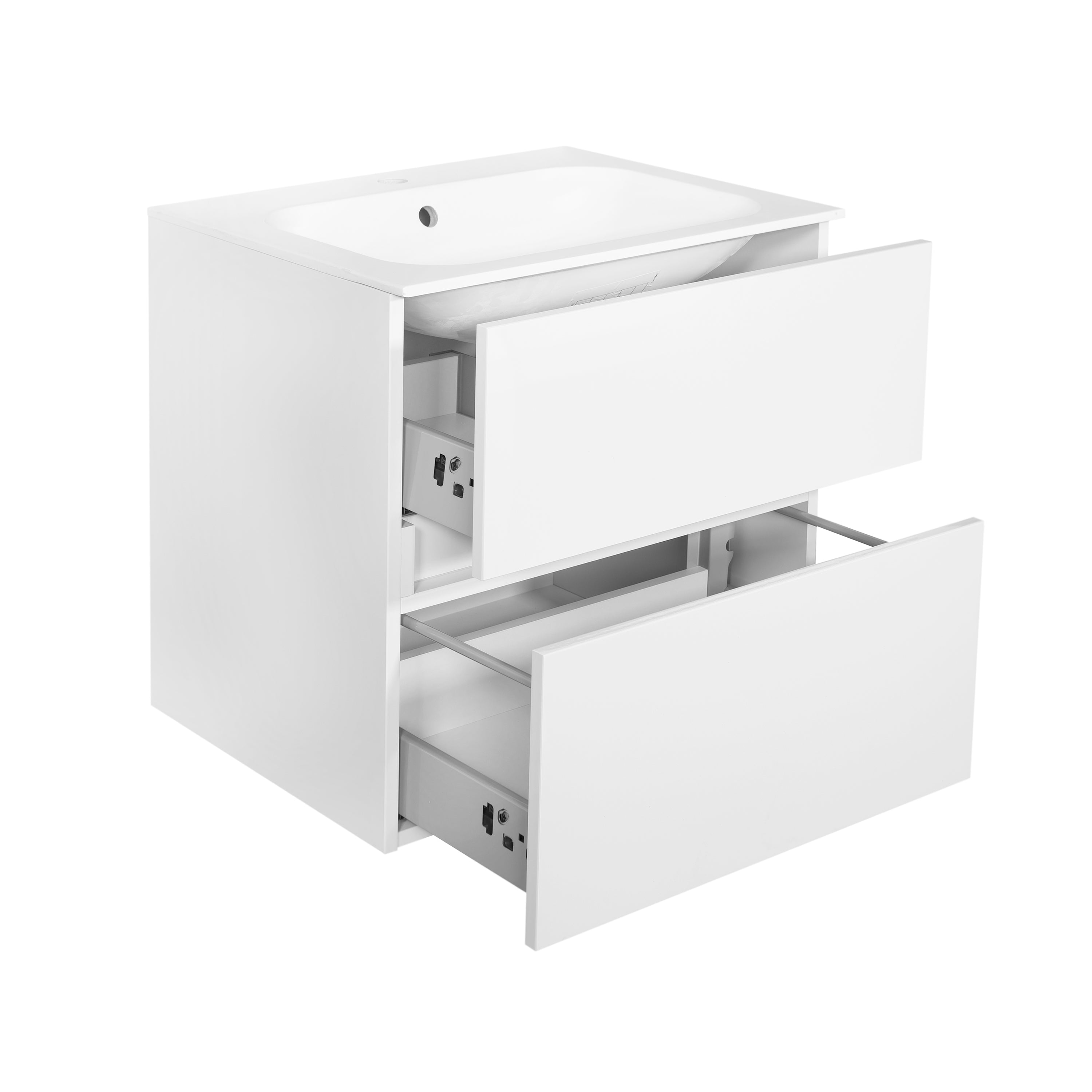 Badmeubel Splash-Wit-Greeploos meubel onderkast 2 laden zonder wastafel 60 cm