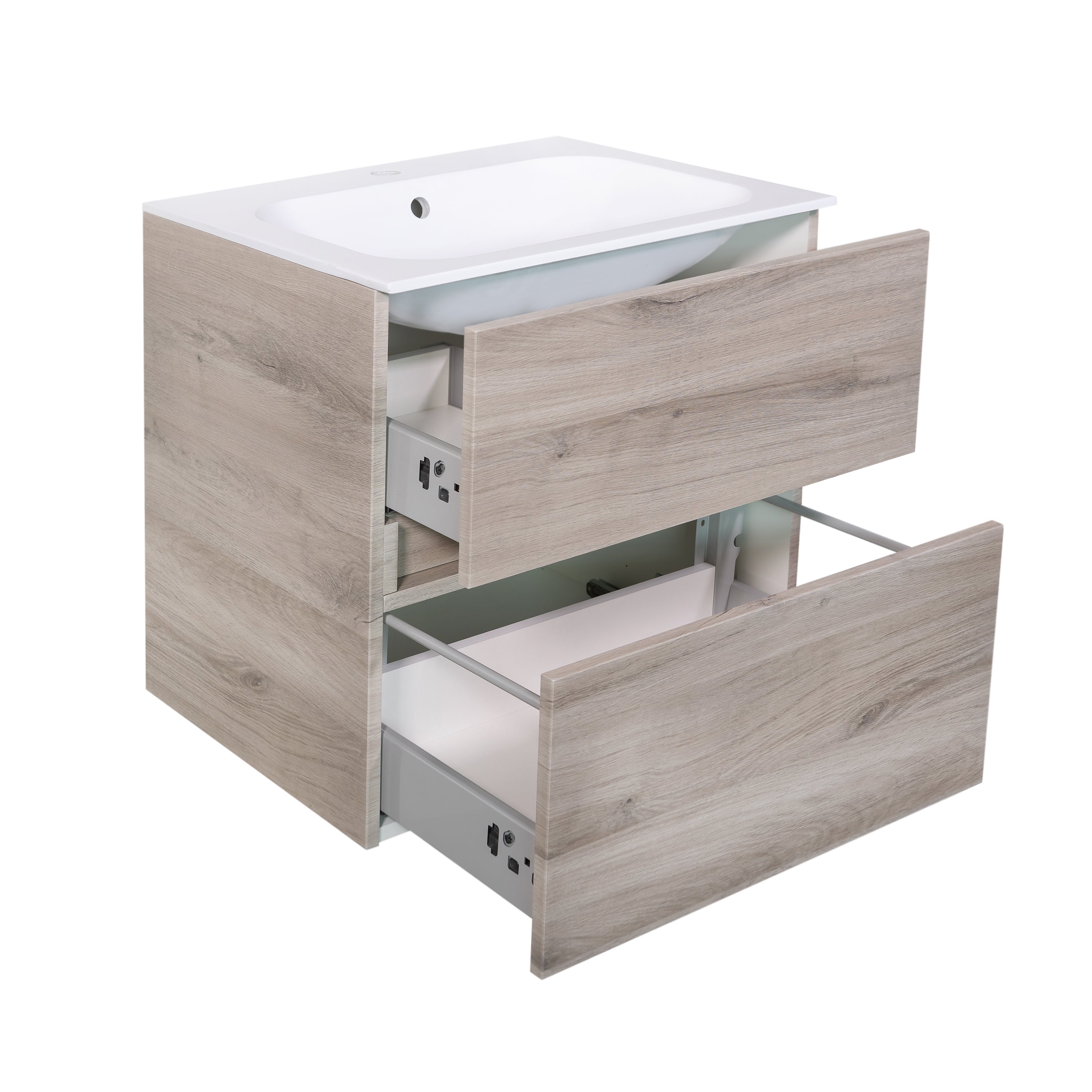 Badmeubel Splash-Grey-Greeploos meubel onderkast 2 laden zonder wastafel 60 cm