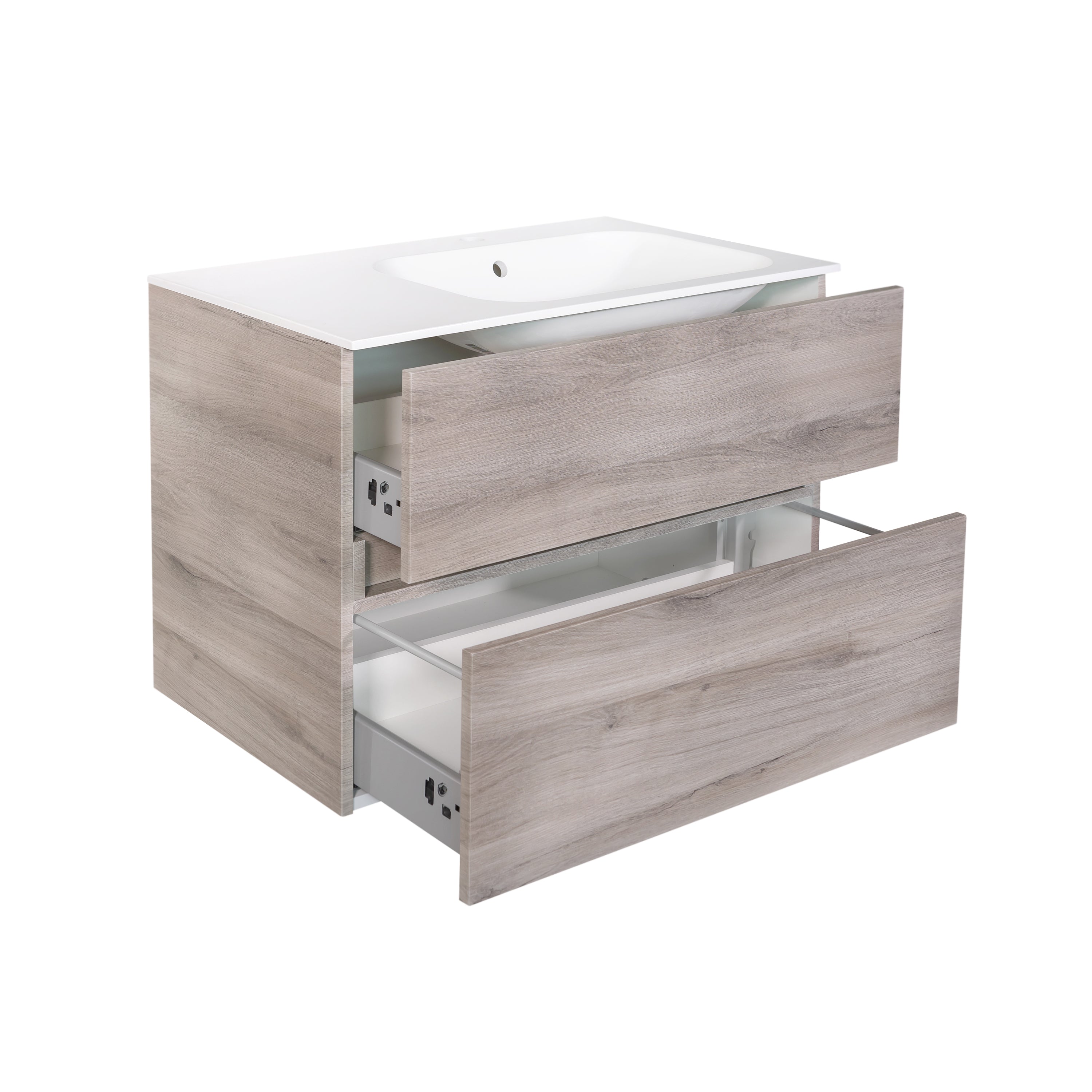 Badmeubel Splash-Grey-Greeploos meubel onderkast 2 laden zonder wastafel 80 cm