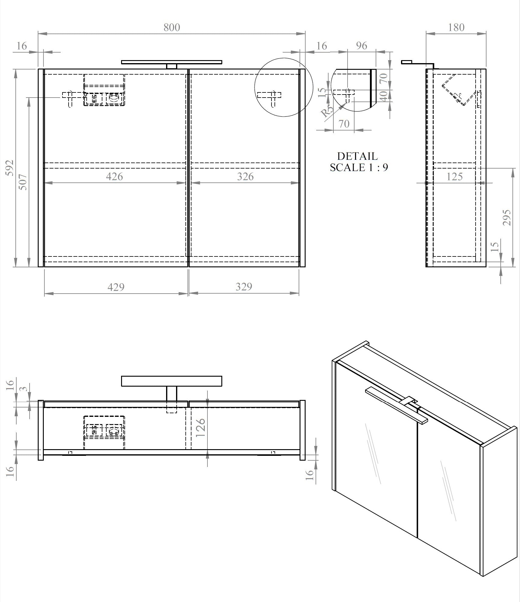 Detailweergave Best Design Happy spiegelkast Mat Zwart