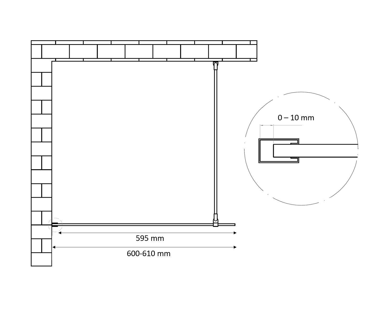 Dalis-600-Ore inloopdouche NANO 8mm glas RVS