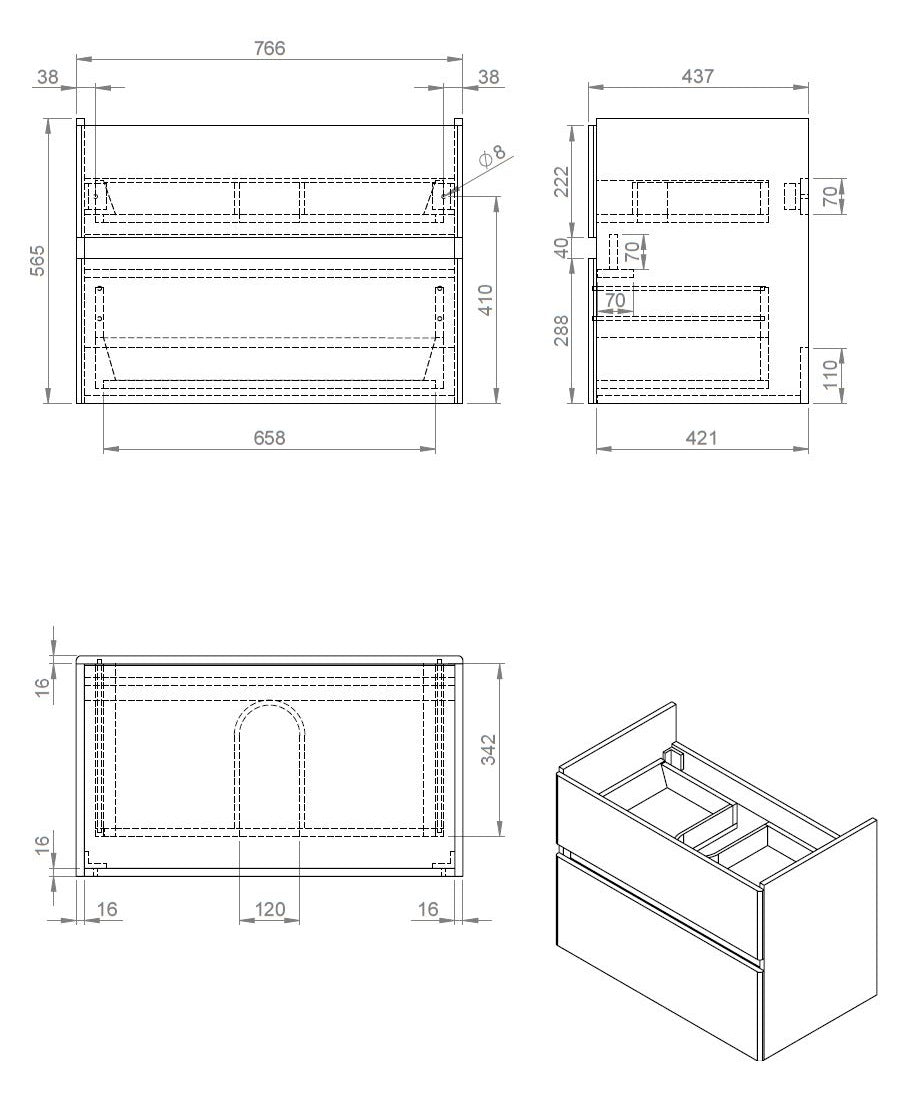Quick-Greeploos-Halifax meubel onderkast + wastafel 80 cm