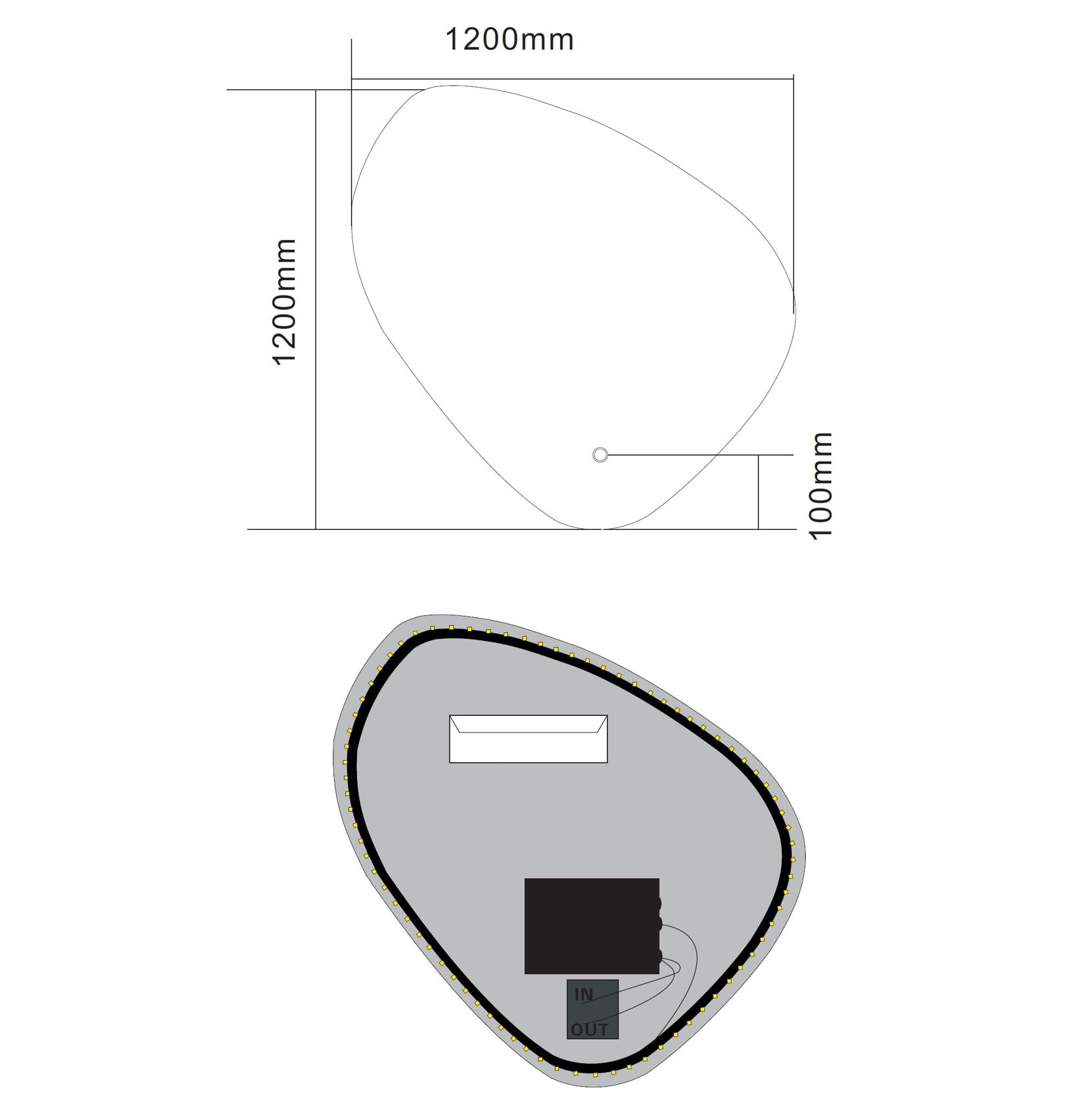 Ballon spiegel incl. led verlichting 120x120cm
