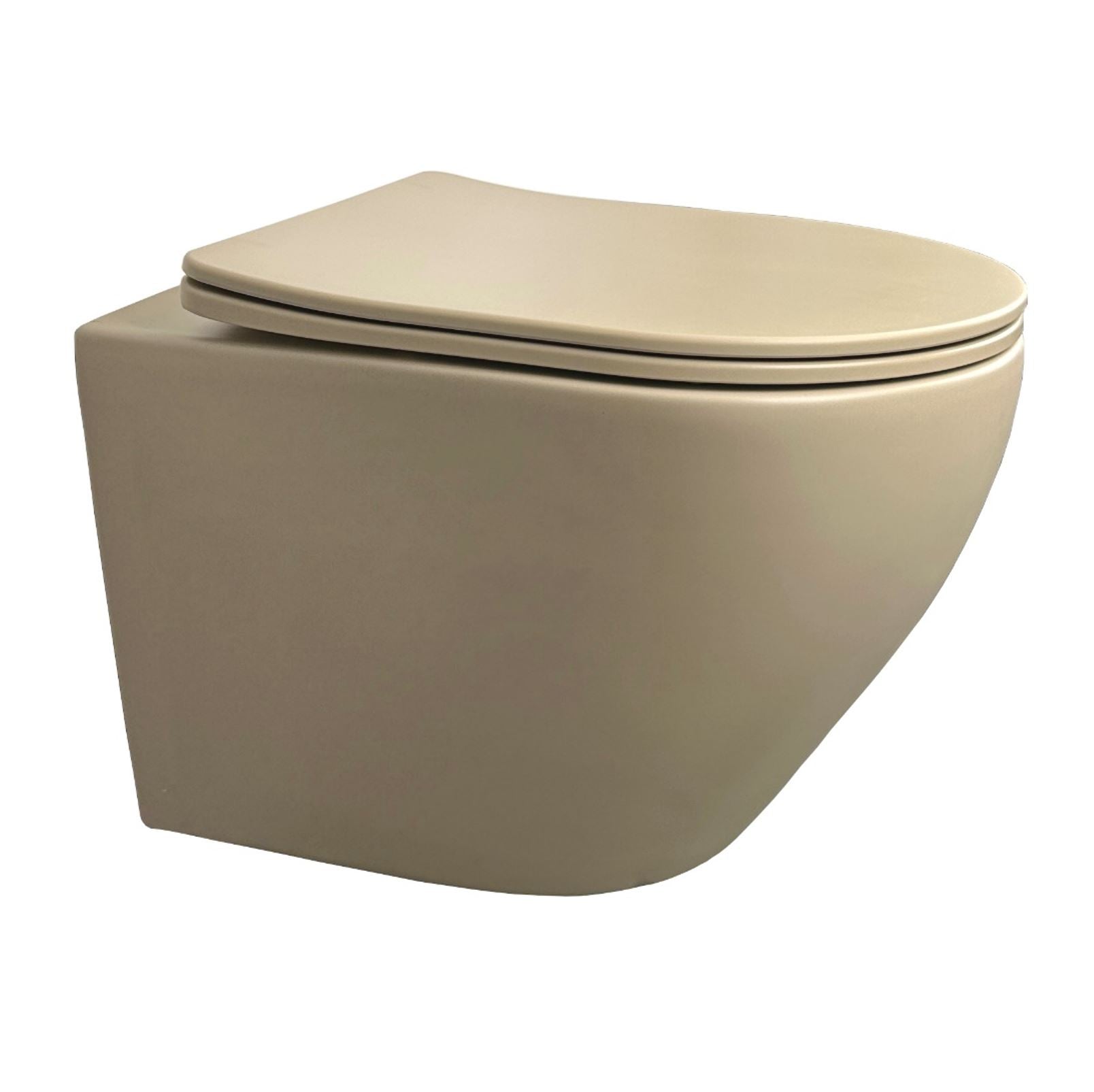 Morrano-49 Wandcloset zonder-Spoelrand incl. Zitting Mat-Khaki