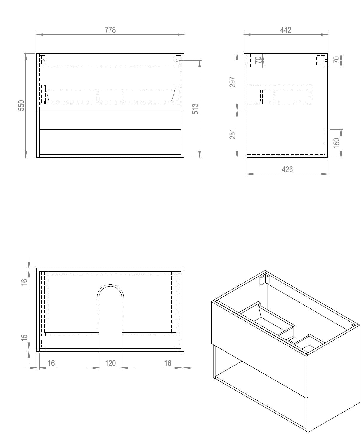 Badmeubel Rigatti-78-Black-Greeploos meubel onderkast 78 cm