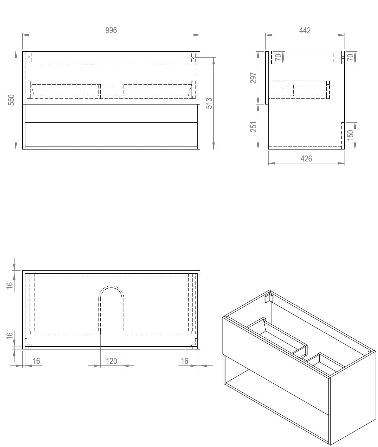 Badmeubel Rigatti-100-Black-Greeploos meubel onderkast 100 cm