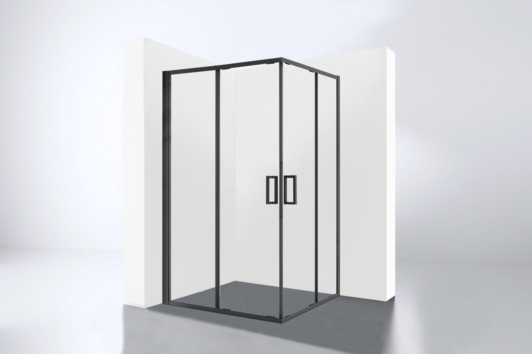 Douchecabine Hulmer-Nero-1200 met twee schuifdeuren 1200x890x2100x8mm