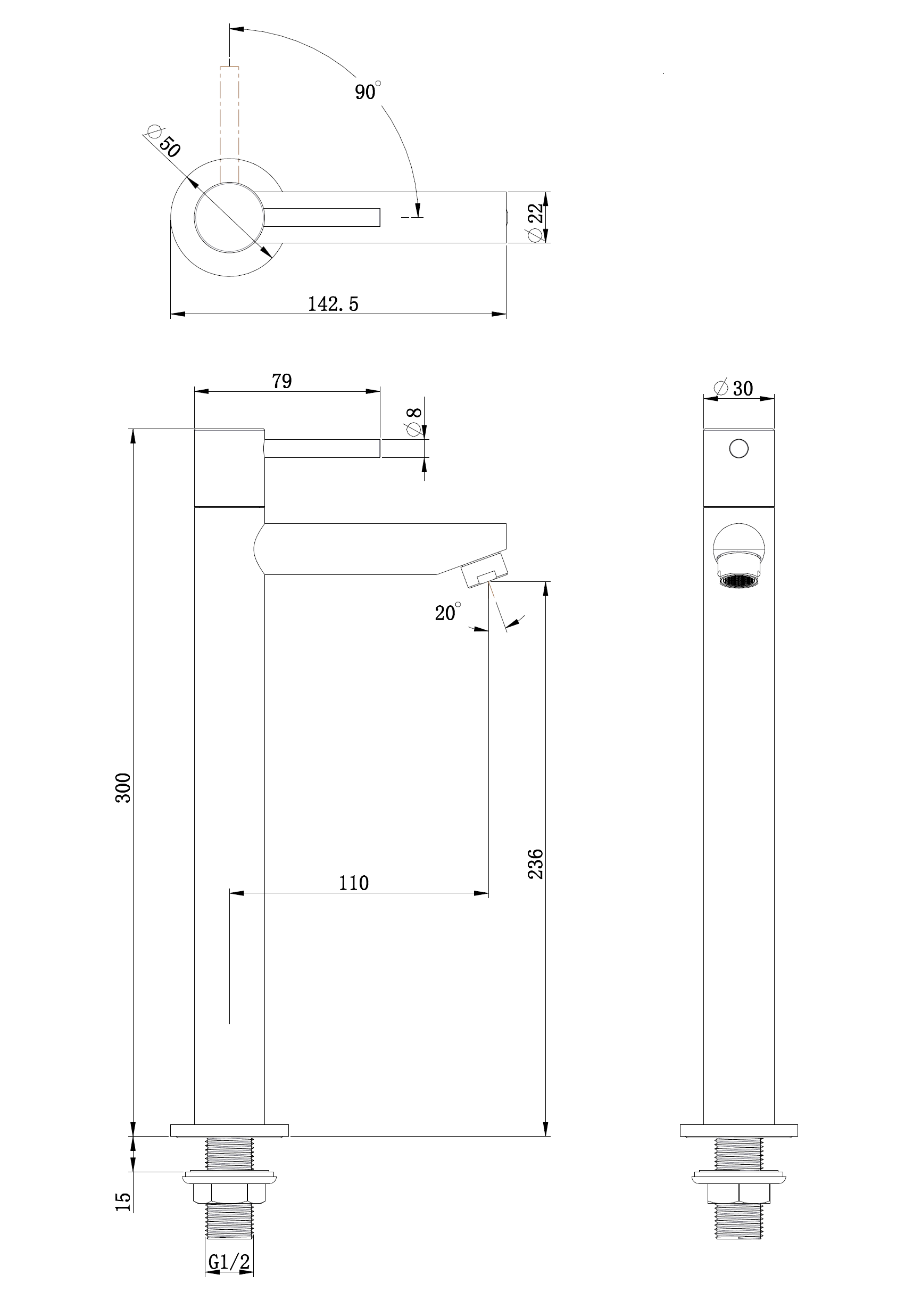 Ore-High-Aquador Fonteinkraan RVS 304