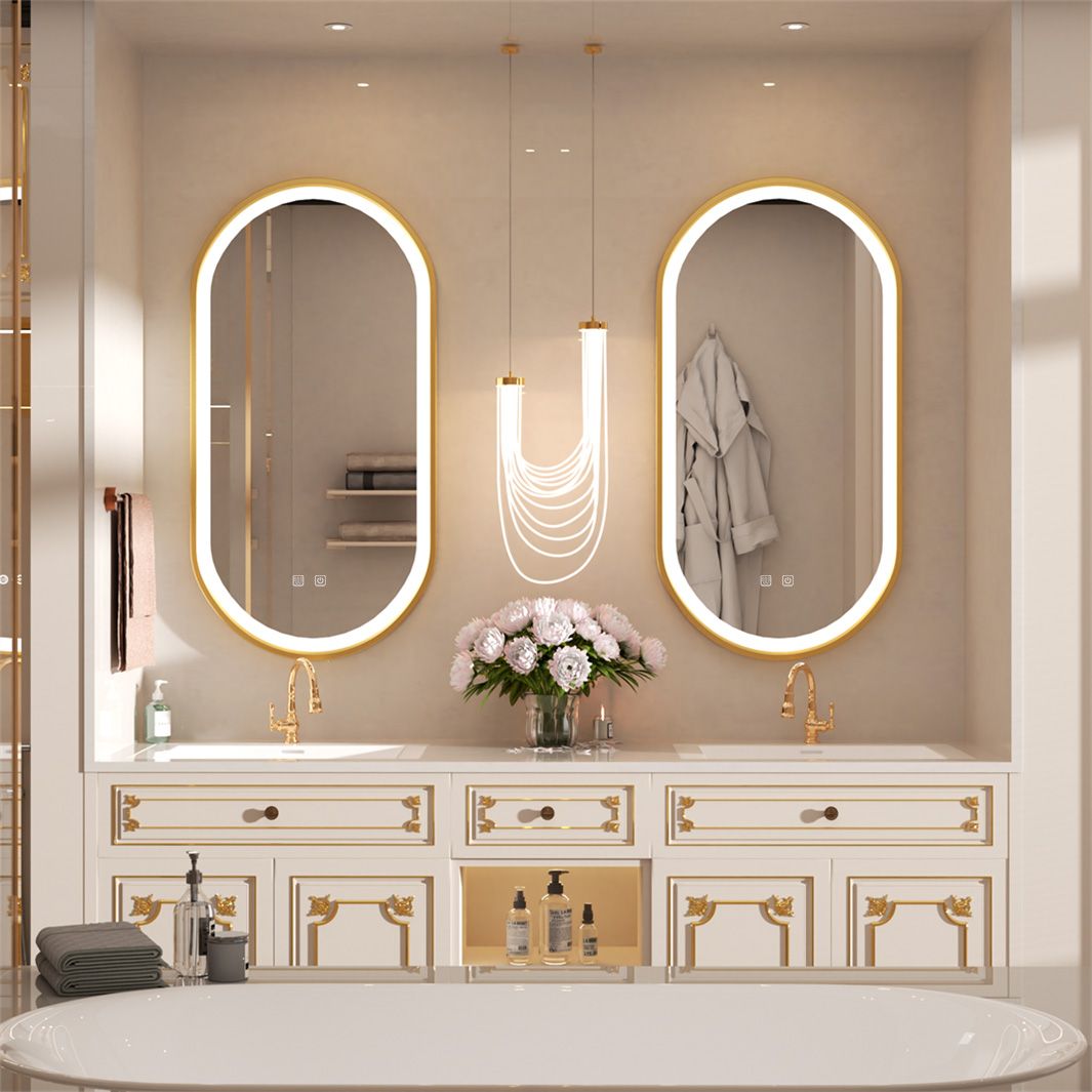 Detailweergave Rea WANDSPIEGEL OVL Borstel badkamerspiegel Goud