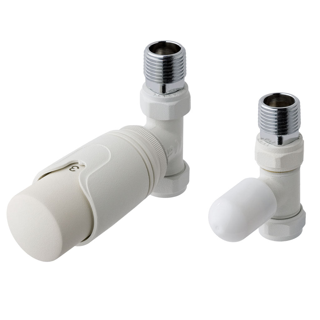 Eastbrook Valve Radiator Aansluitset Recht Met Thermostaat 15mm Mat Wit