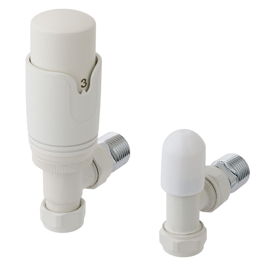 Eastbrook Valve Radiator Aansluitset Haaks Met Thermostaat 15mm Mat Wit
