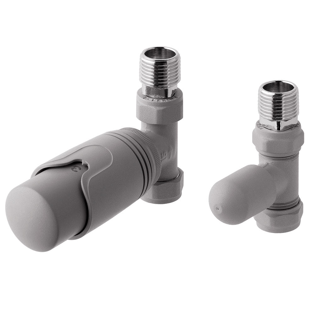 Eastbrook Valve Radiator Aansluitset Recht Met Thermostaat 15mm Mat Grijs