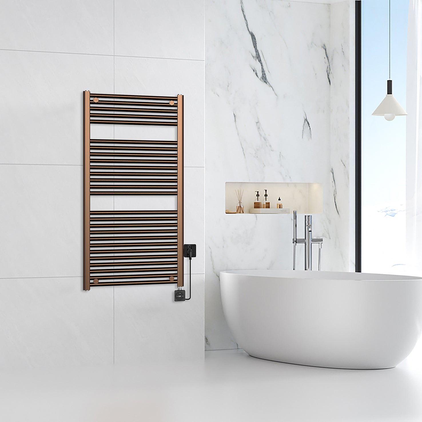 Wiesbaden Elara elektrische radiator Smart WiFi 118,5 x 60 cm geborsteld brons koper PVD