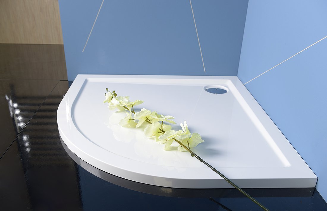 SERA Quadrant Cast Marble Shower Tray 90x90x4cm, R550, White