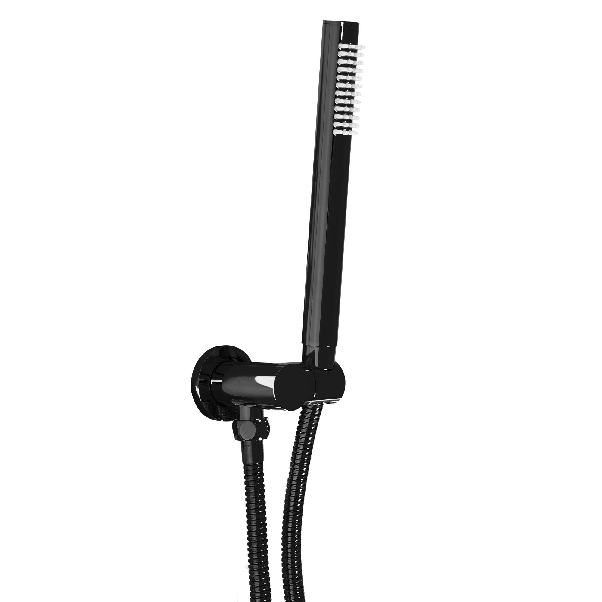 Rea Lungo Metallic Box inbouw doucheset Mat Zwart detail van hoofddouche en handdouche