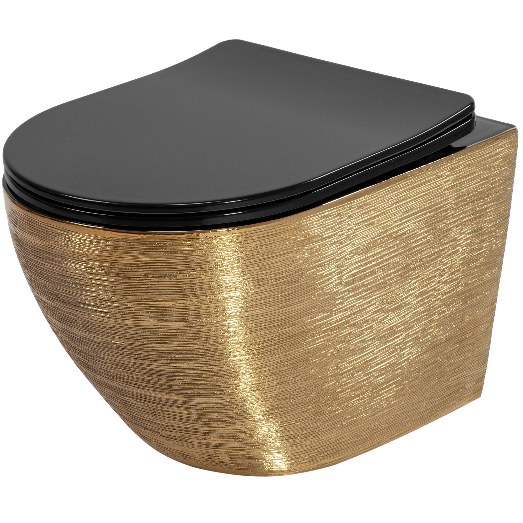 Hangend Toilet Rea Carlo Mini Flat Black Geborsteld Goud