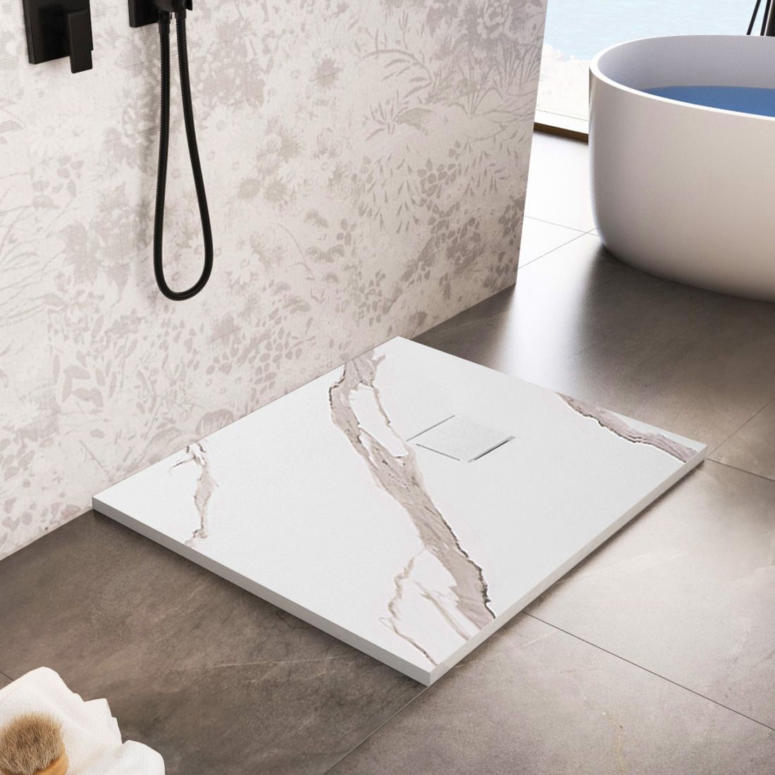 Douchebak Rea Magnum CARRARA Wit 90 x 90