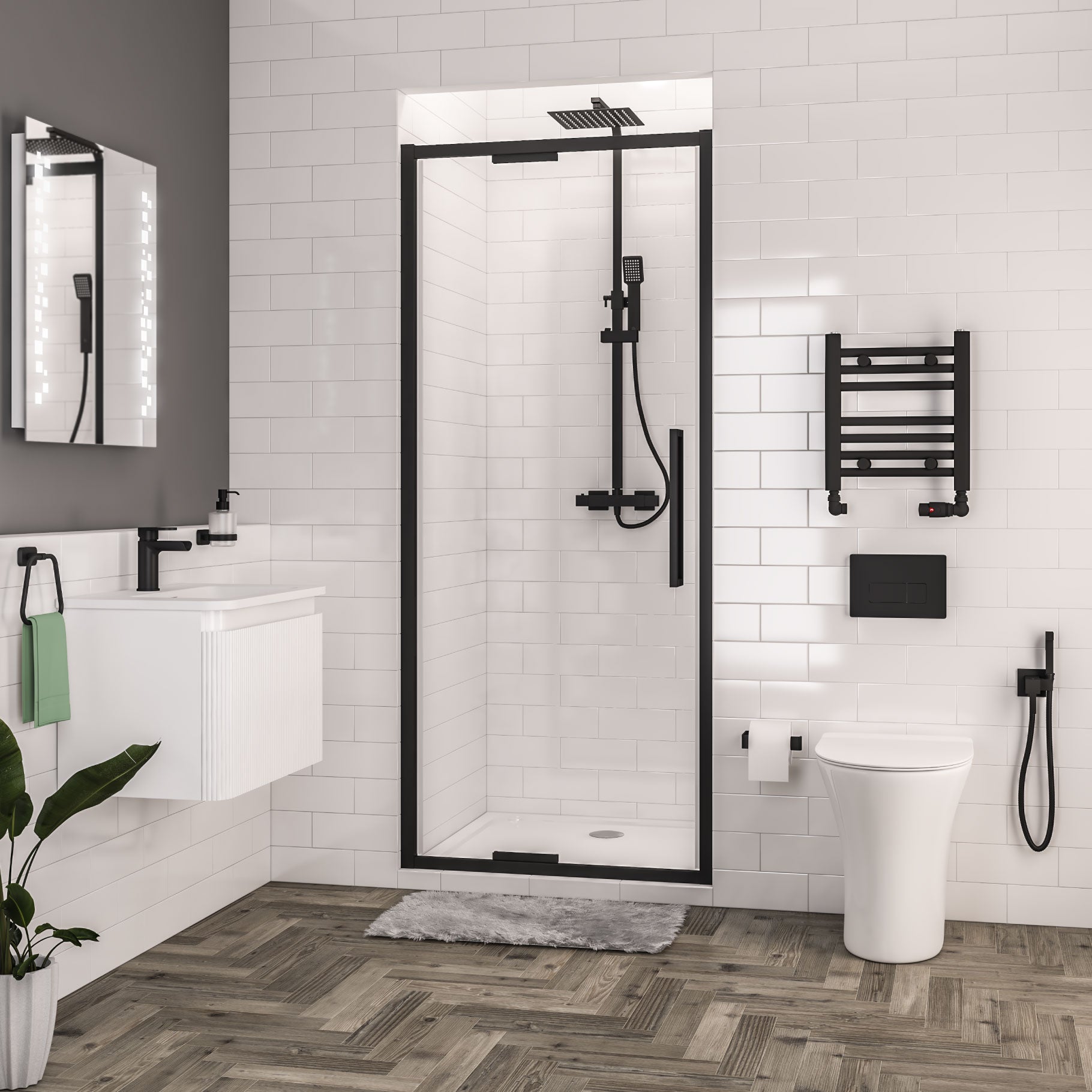 Eastbrook Corniche Douchecabine 100x100 cm 8 mm Mat Zwart