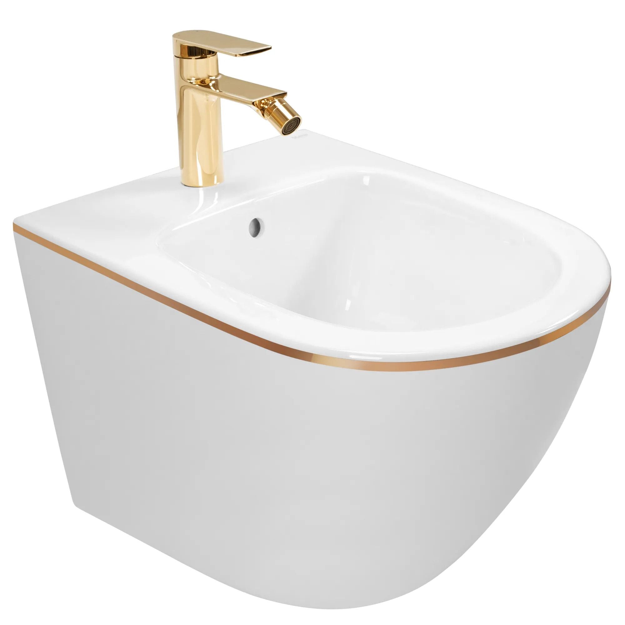 Wandbidet Rea Carlo Mini White Gold Edge