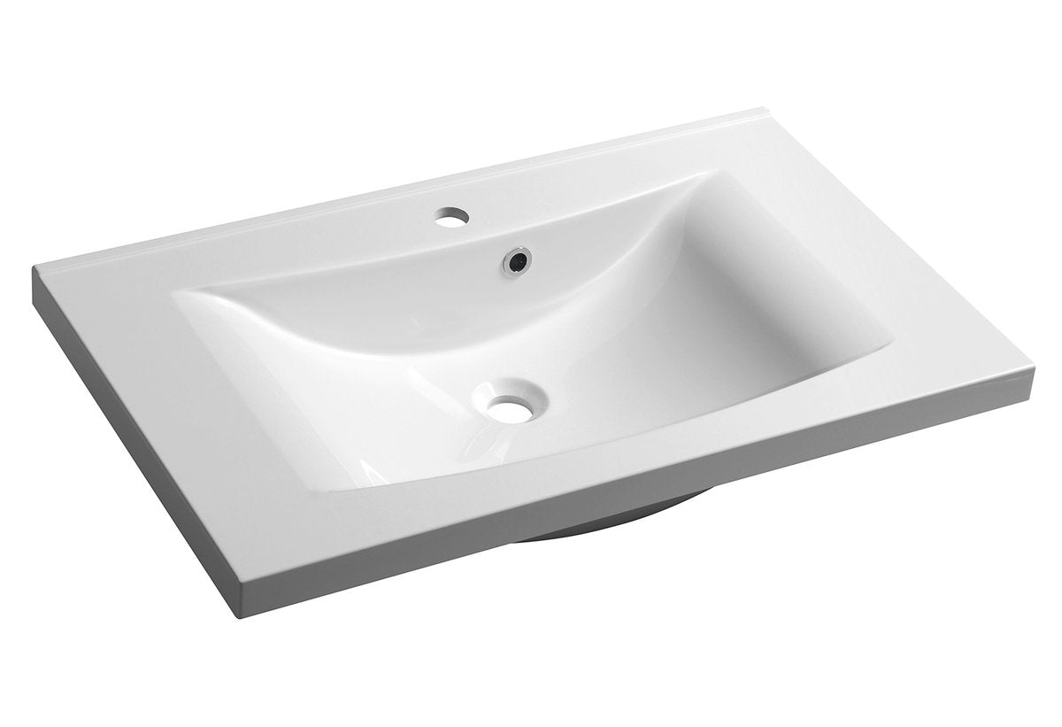 Sapho Luciola Meubelwastafel 80x50x15 Cm Gegoten Marmer Wit