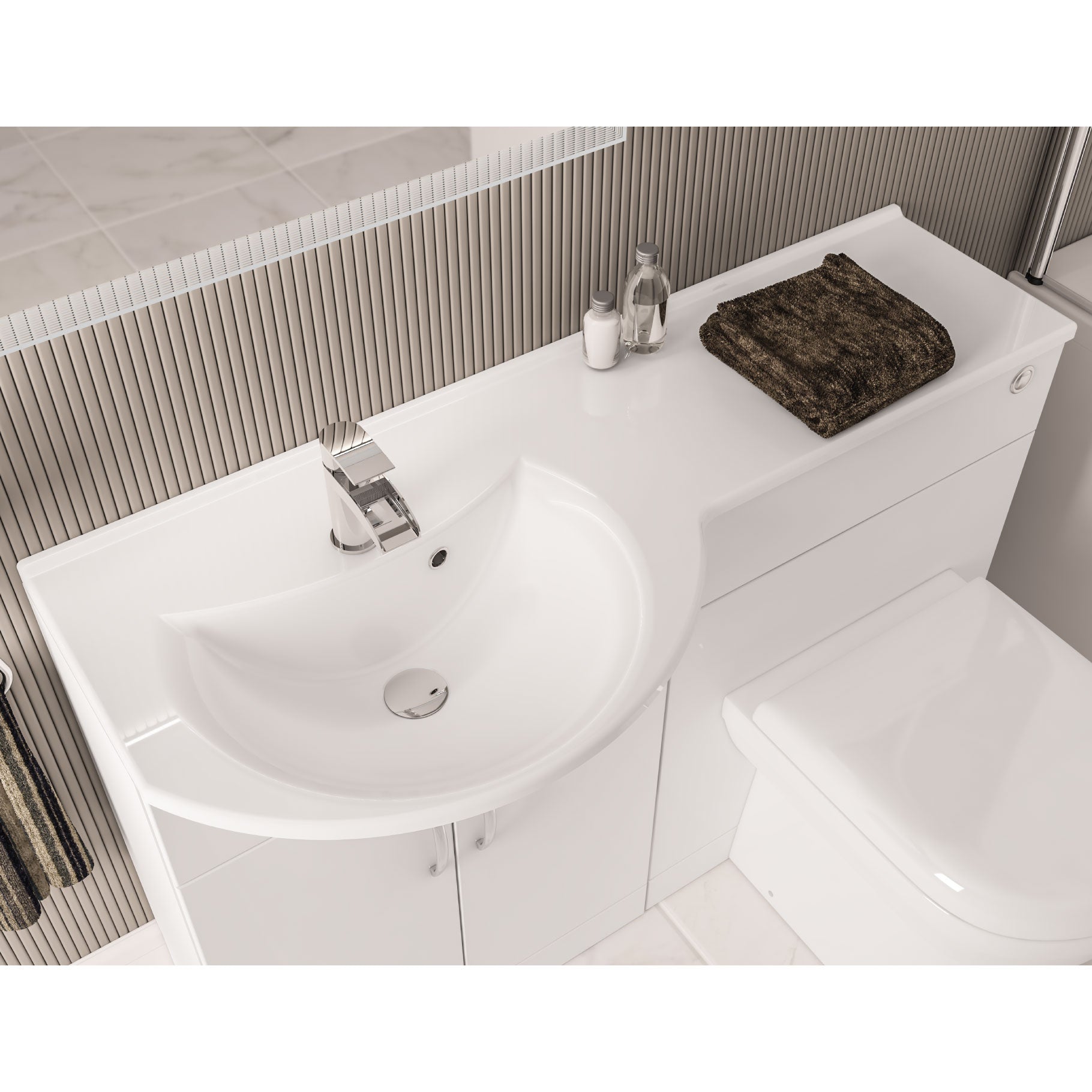 Eastbrook Lyegrove Wastafelblad 120x46 Cm Links Cast Marble Wit