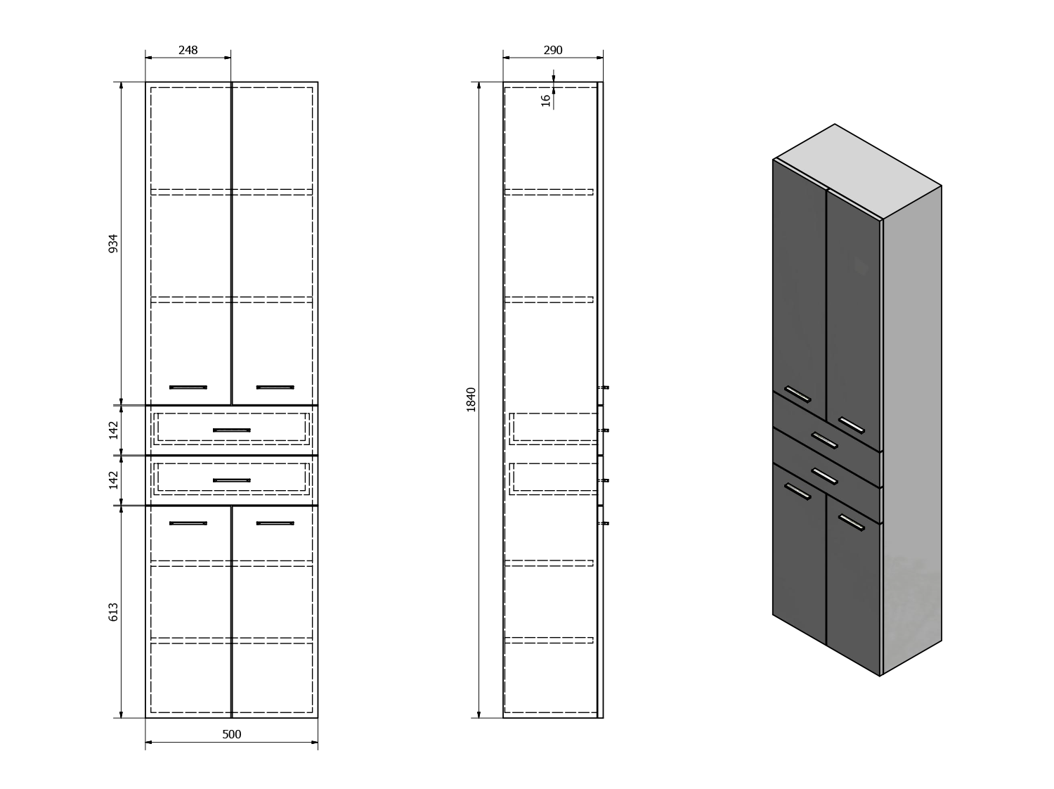 Kolomkast Hoge 184 x 50 x 29 Zoja/Keramia Fresh met laden