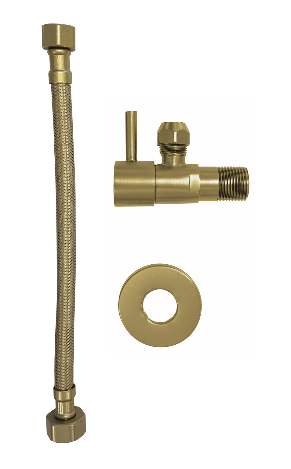 Minimal hoekstopkraan 1/2"x3/8" met flexibele aansluitslang 1/2"x3/8" 25 cm geborsteld messing – Xellanz – Geborsteld Messing – Hoekstopkraan | Dealplein