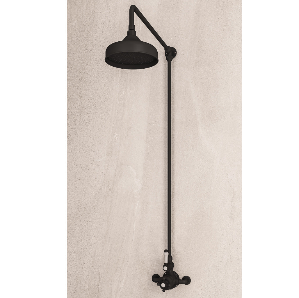Retro Thermostatische Doucheset met Regendouche 20 cm Mat Zwart
