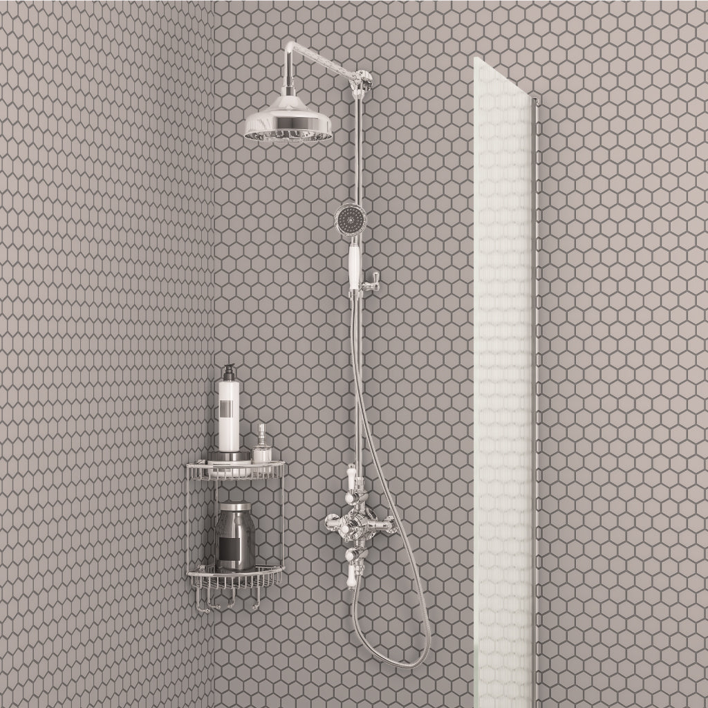 Retro Twin Thermostatische Doucheset met Regendouche 20 cm Chroom