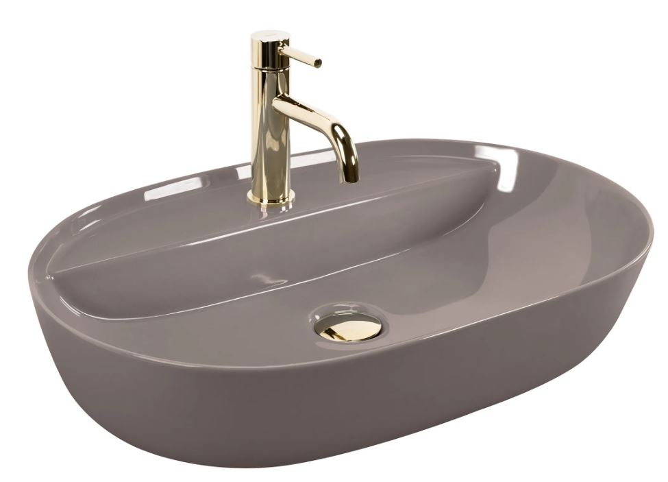 Opzetwastafel Rea Aura Ovaal Keramiek 60x43 Cm Beige
