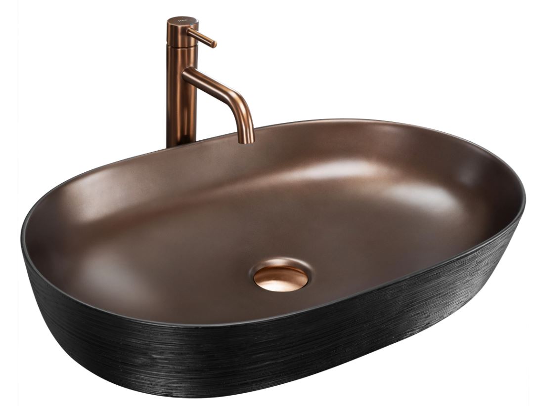 Opzetwastafel Rea Cleo Ovaal Keramiek 60x43 Cm Zwart