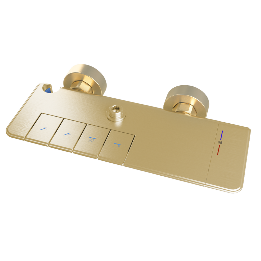 Eastbrook Thermostatische Doucheset met Planchet, Handdouche en Badvuller Geborsteld Messing (goud)