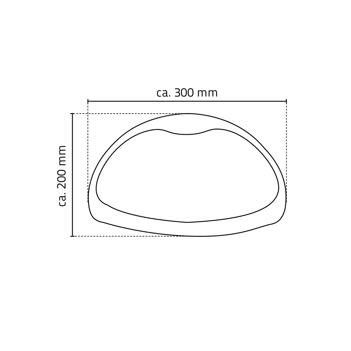 Ridder Tecnoplus hoofdsteun bad met antislip 30 x 20 cm wit - maattekening
