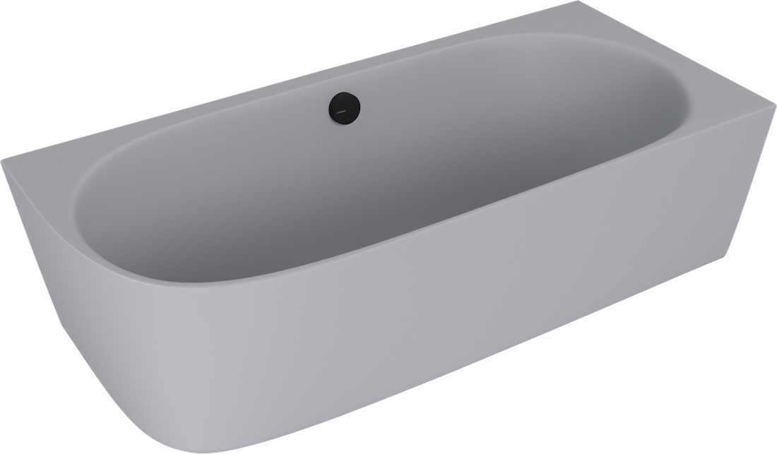 Sussi Vrijstaand Hoekbad 160x70x49,5cm Cast Marble Rechts Grijs/Mat