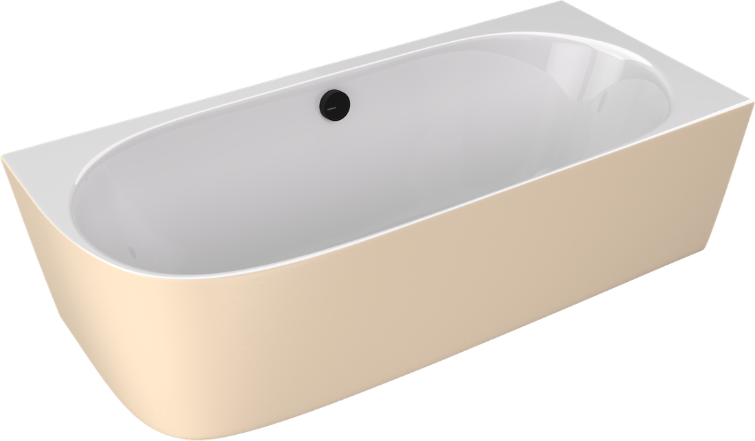 Sussi Vrijstaand Hoekbad 160x70x50cm Cast Marble Rechts Wit/Beige/Mat