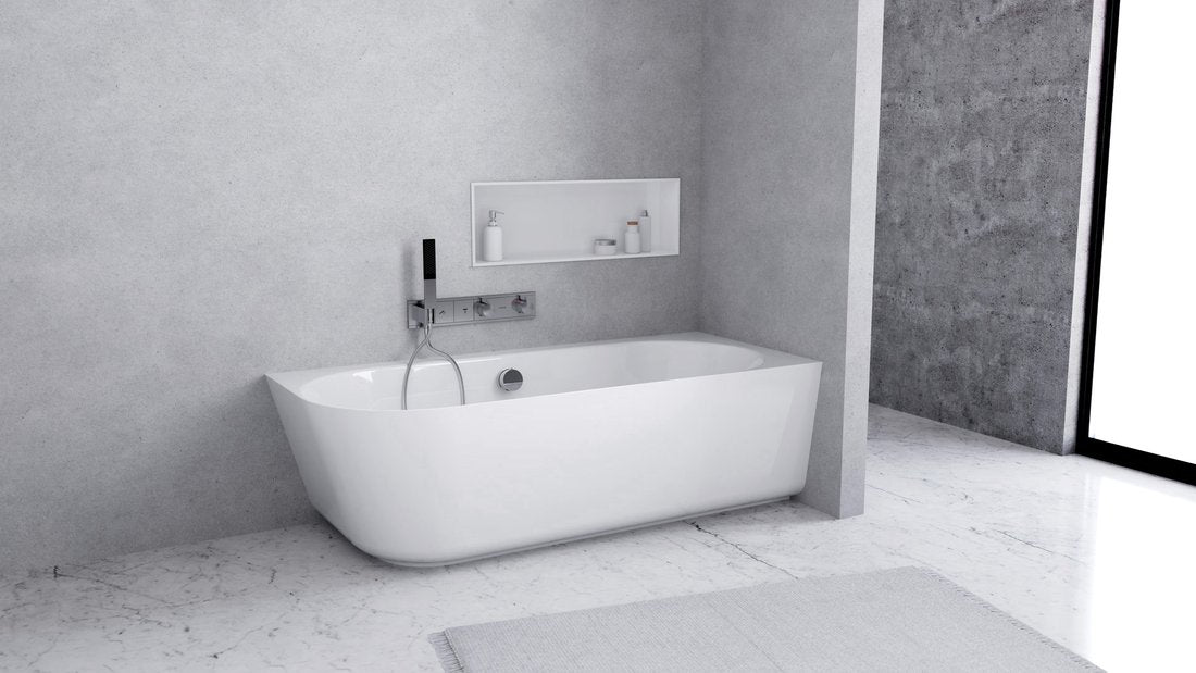 Sussi Vrijstaand Hoekbad 160x70x49,5cm Cast Marble Rechts Wit