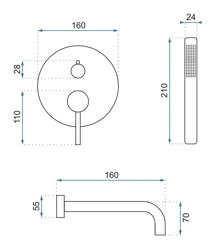 Inbouw badmengkraan Rea Lungo Chrom + BOX