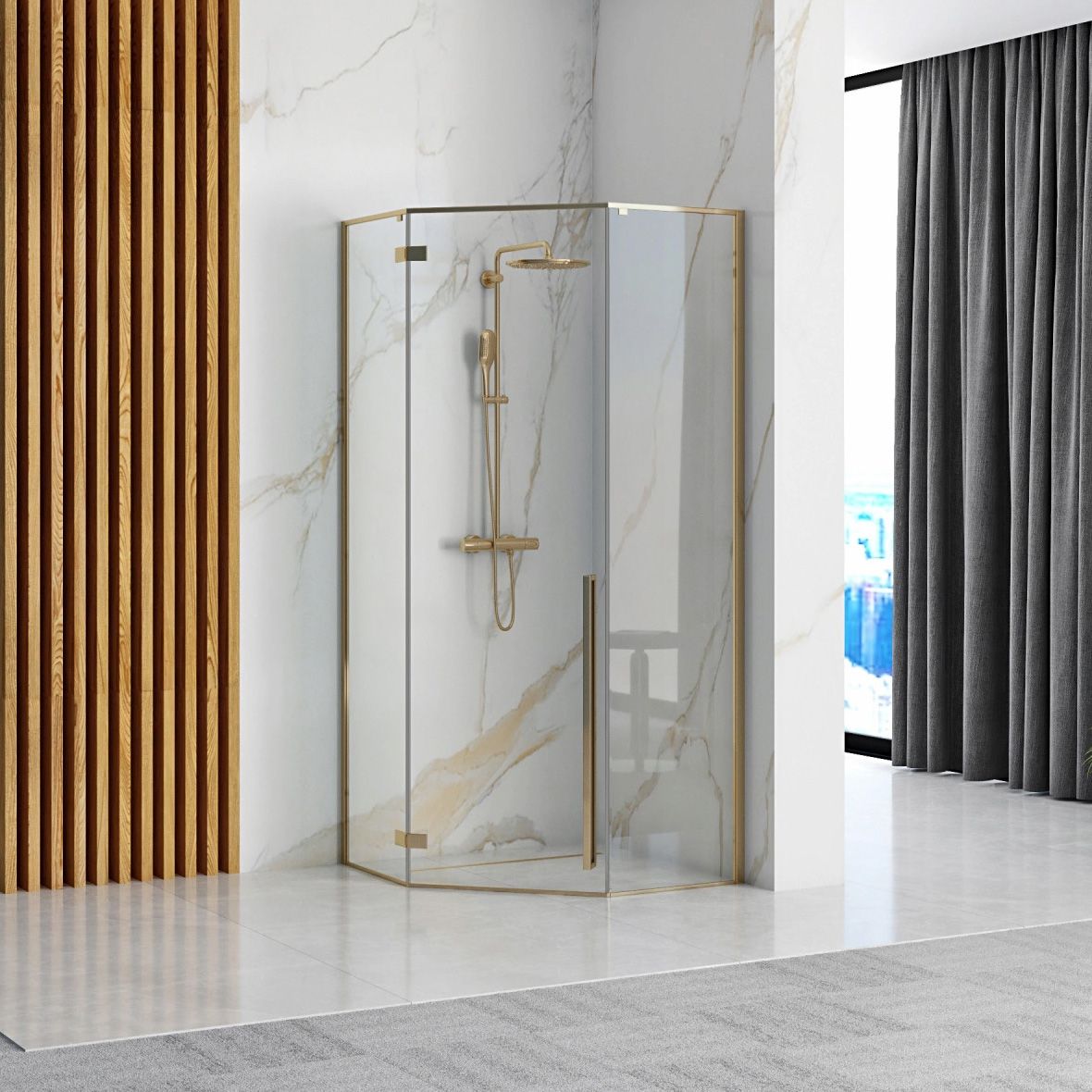 Rea Diamond Gold 100x100 Douchecabine