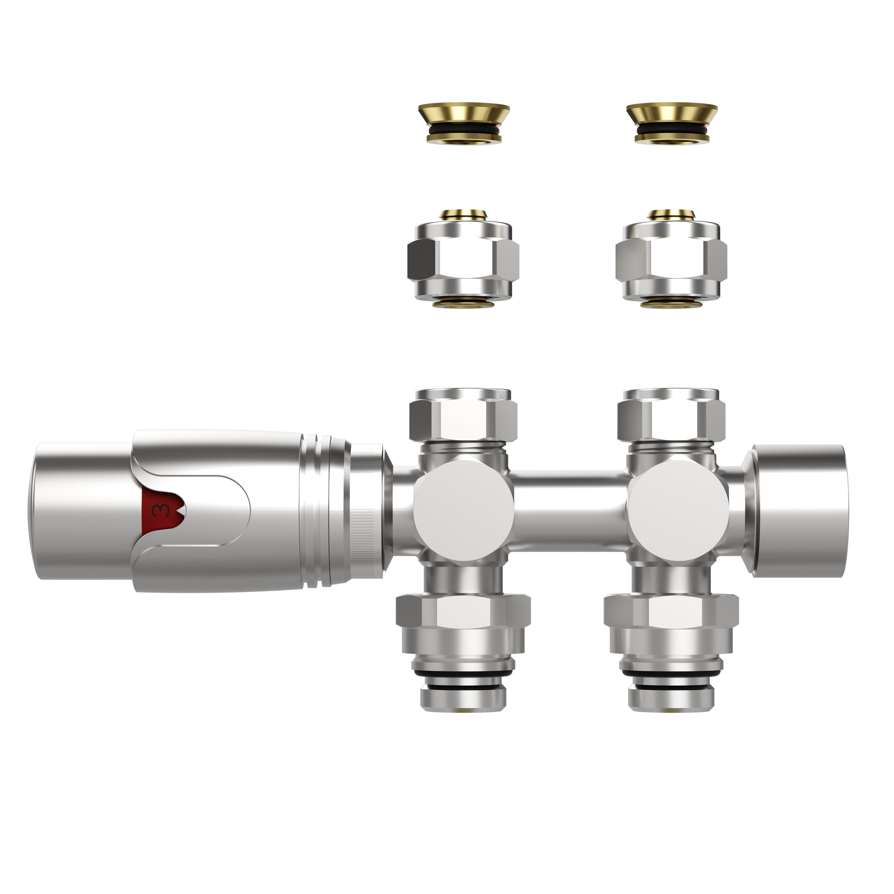 Belrad design thermostatische radiatorkraan geborsteld RVS productfoto
