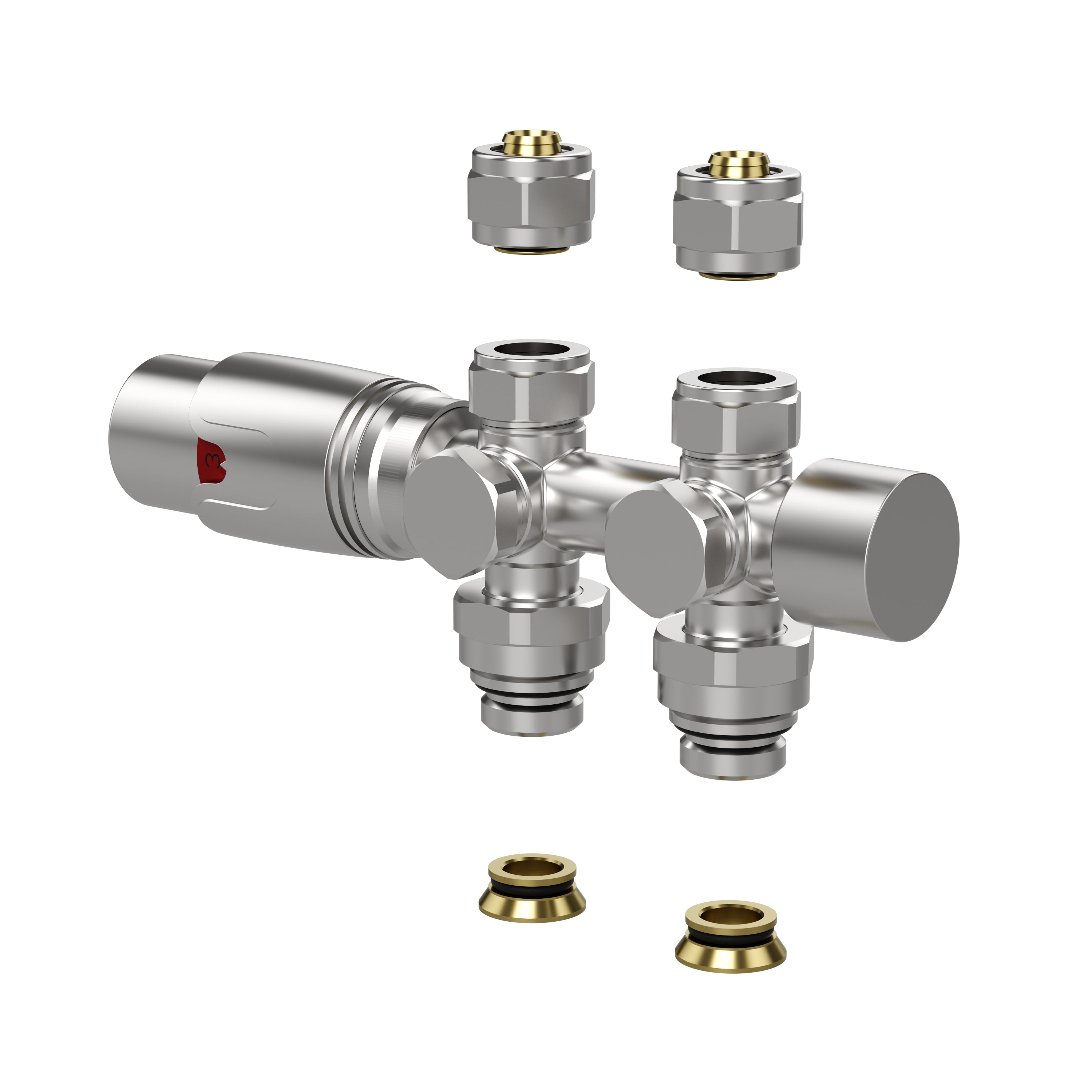 Belrad design thermostatische radiatorkraan geborsteld RVS detailfoto