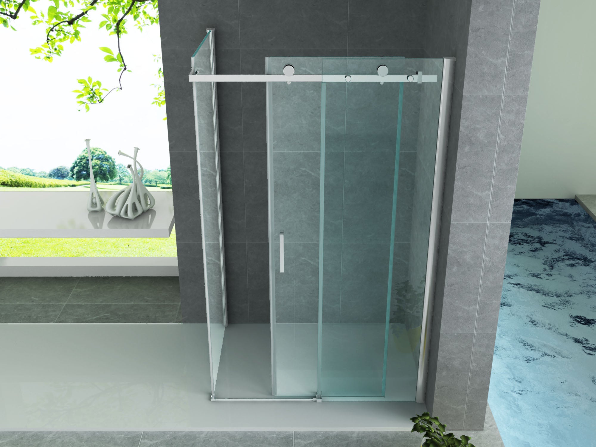 Aloni CR Douchecabine Schuifdeur 140x90 Chroom maattekening