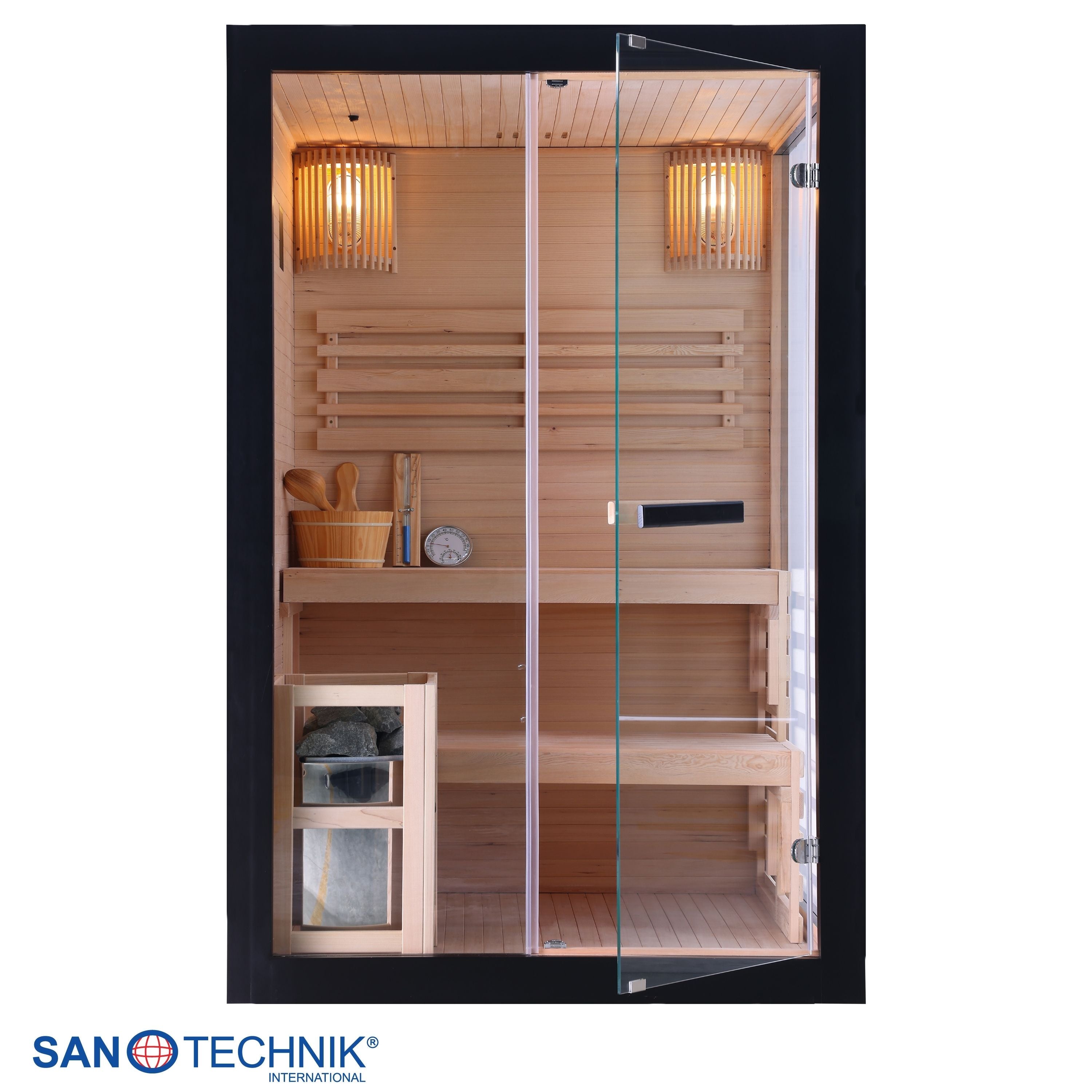 Sanotechnik Panorama Black Finse Sauna voor 2 personen 130x120x200 cm