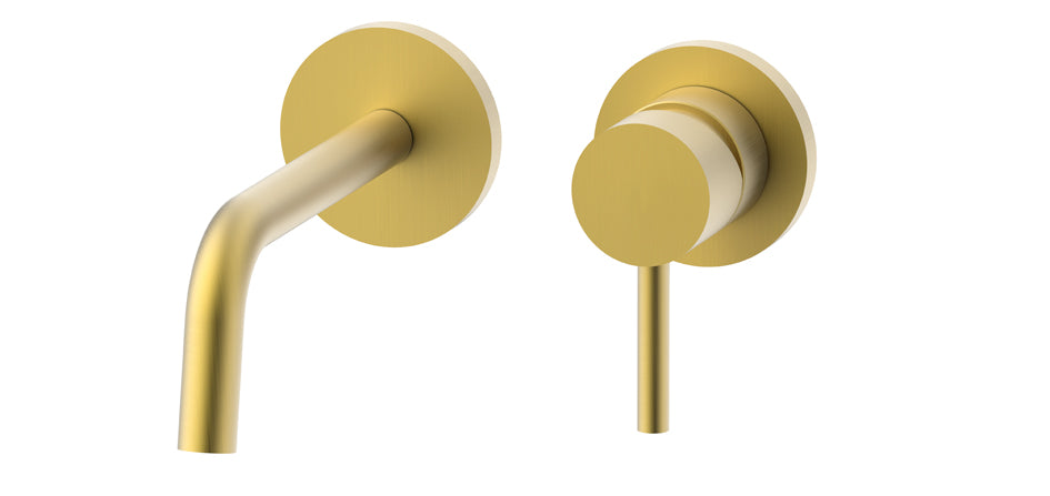 Paffoni Light Inbouw Wastafelkraan Met Uitloop 175 mm en 2 Rosetten Ø 70 mm Geborsteld Honing Goud