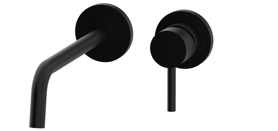 Paffoni Light Inbouw Wastafelkraan Met Uitloop 245 mm en 2 Rosetten Ø 70 mm Mat Zwart