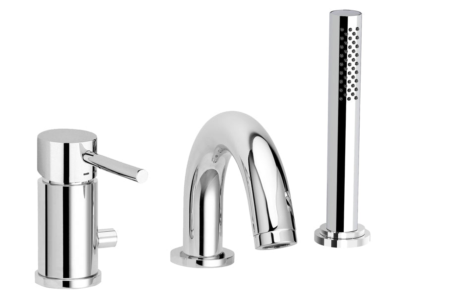 Paffoni Light 3-gats Badmengkraan Voor Baddrandmontage Met Uitloop en Handdouche Chroom