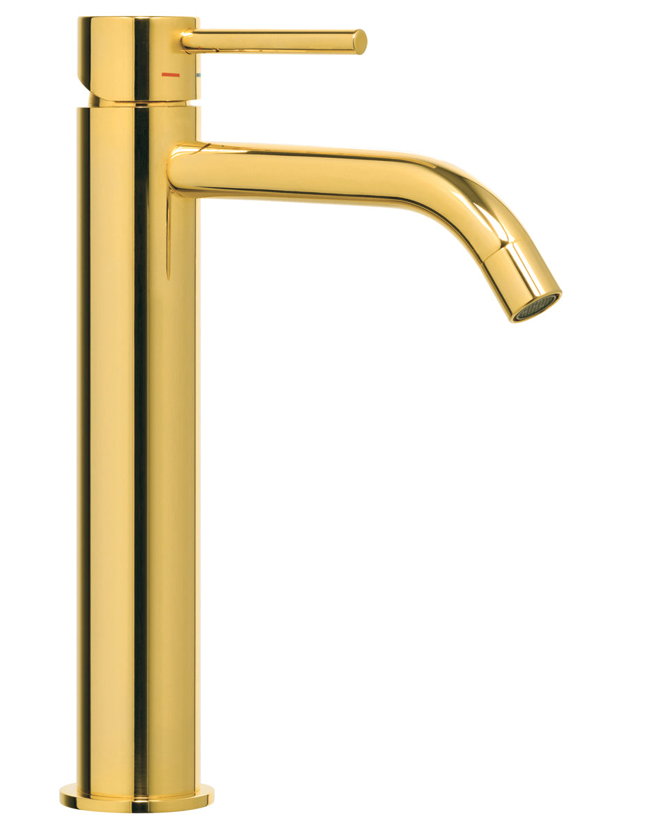 Paffoni Light Hoge Wastafelkraan Met Clic-Clac Afvoerplug Honing Goud