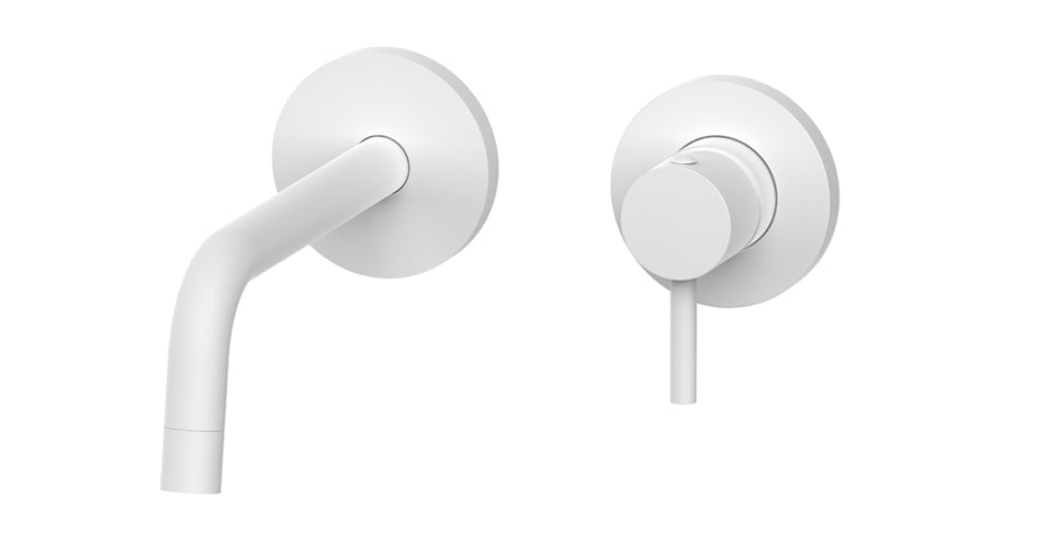 Paffoni Light Inbouw Wastafelkraan Met Uitloop 178 mm en 2 Rosetten Ø 70 mm Mat Wit