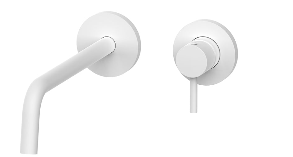 Paffoni Light Inbouw Wastafelkraan Met Uitloop 248 mm en 2 Rosetten Ø 70 mm Mat Wit