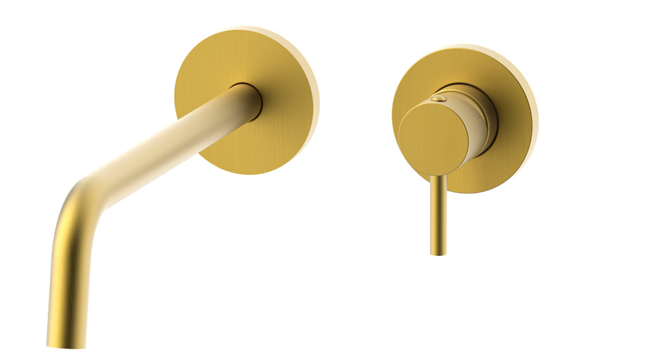 Paffoni Light Inbouw Wastafelkraan Met Uitloop 248 mm en 2 Rosetten Ø 70 mm Geborsteld Honing Goud