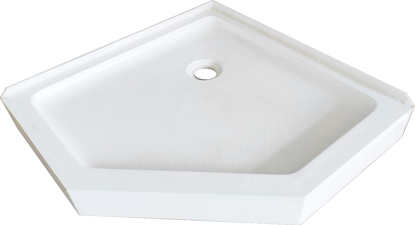 Vijfhoek Douchebak 90 x 90 x 15met Sifon en Stelpoten Glaze